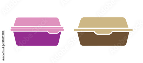 Icon representing a Takeout Food Container, Symbol for Disposable Lunch Box. Meal Prep or Delivery Concept. Vector Illustration

