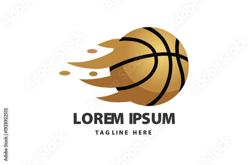 Fast Basketball with Motion Fire Trails Logo