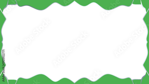 Vibrant green organic border creating a unique decorative frame around an empty white canvas, offering a versatile template for graphic projects and content display