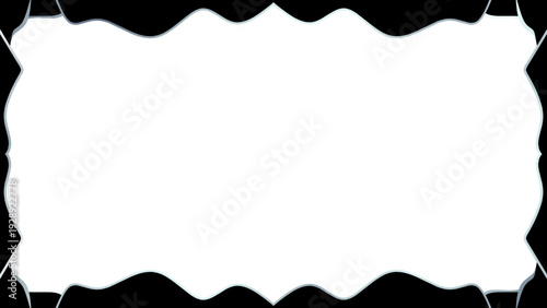 Abstract black and white frame featuring a distinctive wavy border around a clean white rectangle, ideal for graphic design and creative visual projects
