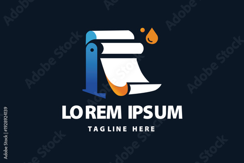 Paper Roll Printing Machine Industrial Logo