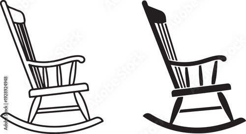Black and white rocking chair line furniture line black and white outline