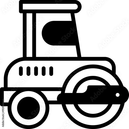Steamroller Road Roller Construction Vector Icon illustration