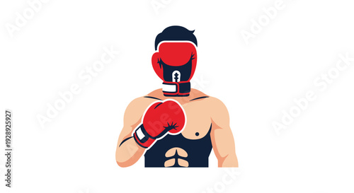 Boxer Wearing Red Boxing Gloves and Headgear.