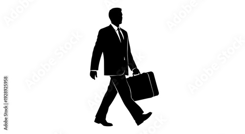 Businessman Walking with Briefcase Silhouette.
