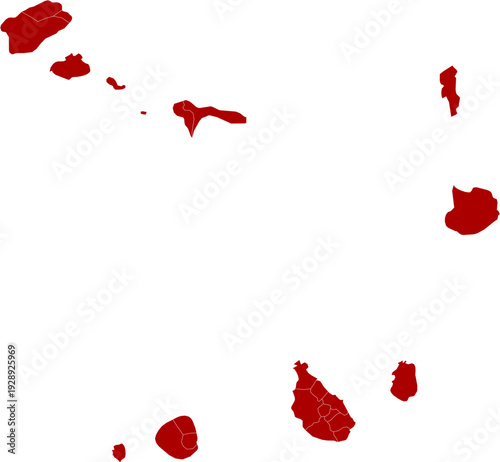 Cape Verde Map Red Single Color Vector