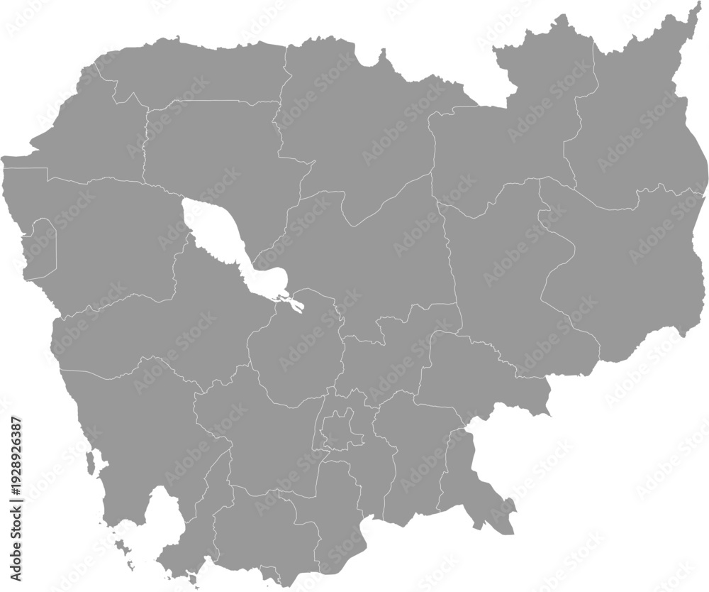 Obraz premium Cambodia Map Gray Single Color Vector