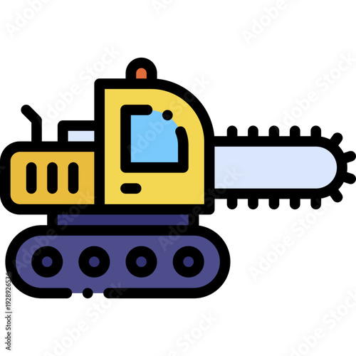 Trencher Heavy Construction Machinery Vector Icon illustration
