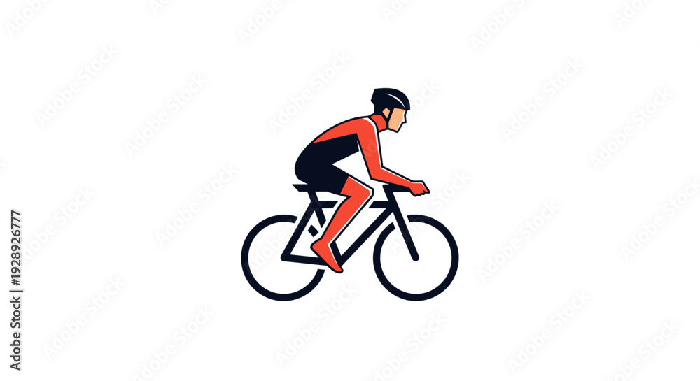Naklejka premium Cyclist Riding a Bicycle Illustration.