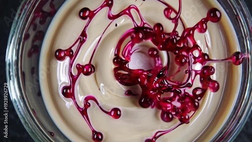 Whirling Colors Dance in Creamy Bliss as Vibrant Drops Swirl and Blend in a Delightful Harmony of Flavors Generative AI