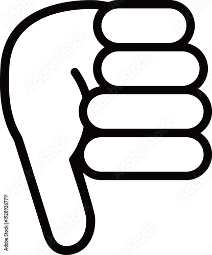 サムズダウンする手　低評価ボタン　ベクターイラスト素材