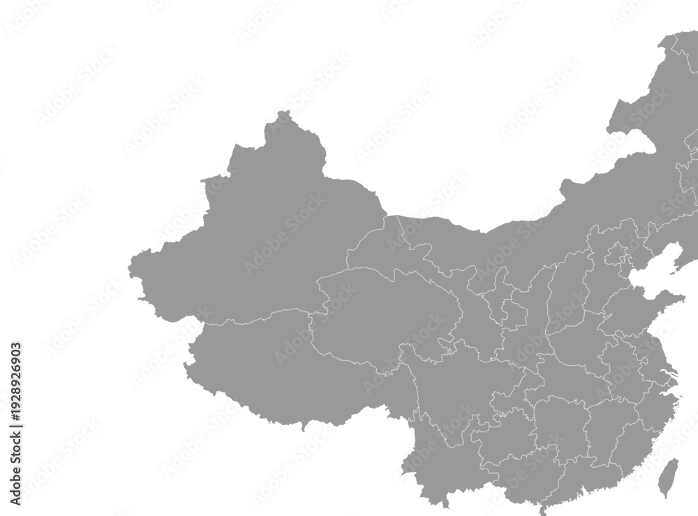 Obraz premium China Map Gray Single Color Vector