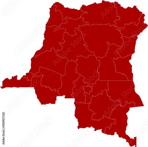 Democratic Republic of the Congo Map Red Single Color Vector