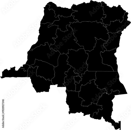 Democratic Republic of the Congo Map Black Single Color Vector