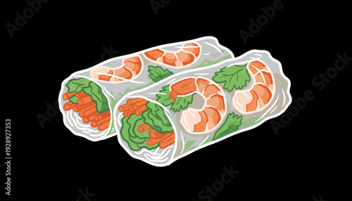 Sushi Rolls with Shrimp and Avocado Filling.