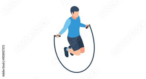 Man Jumping with Jump Rope Exercising.