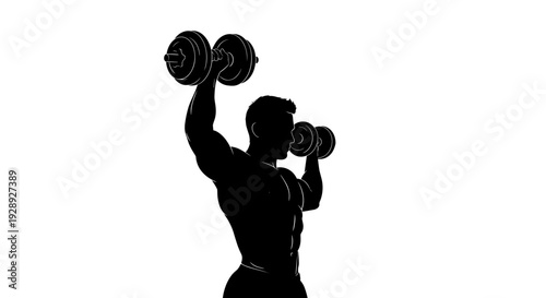 Man Lifting Dumbbells in Silhouette.