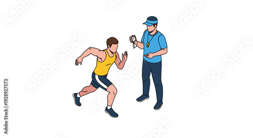 Man Running While Police Officer Times Him.