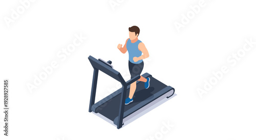 Man Running on Treadmill Fitness Equipment.