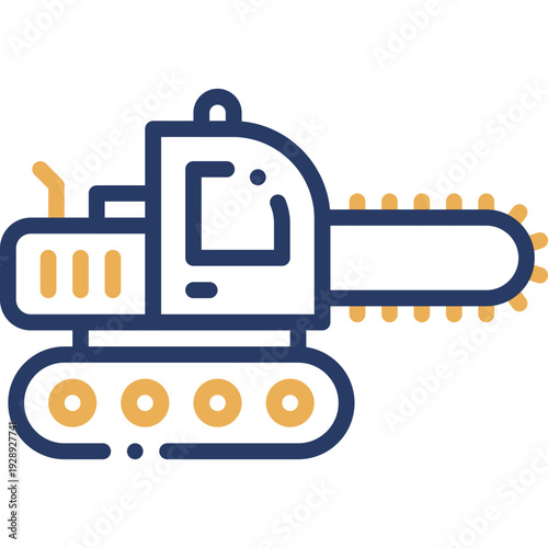 Trencher Heavy Construction Machinery Vector Icon illustration