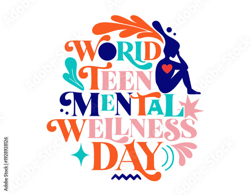 World Teen Wellness Day Vector, Adolescents Mental Health and Support Design