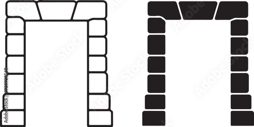 Black and white stone wall borders with rectangular stones outline