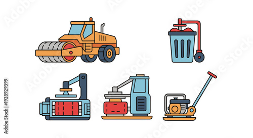 Compactor Line art clean fresh color illustration