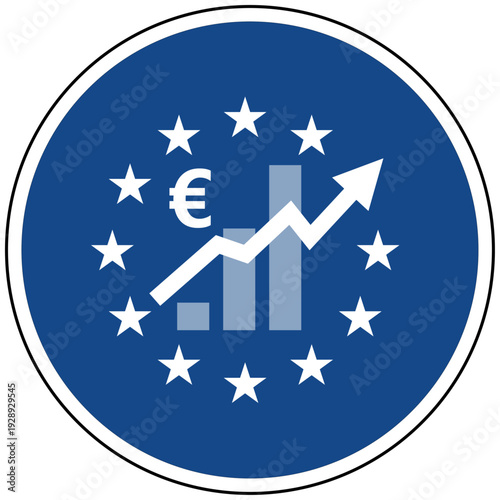 Euro Wirtschaftswachstum Europa Finanzmarkt Grafik blaues Schild Vektor Illustration