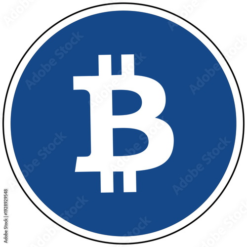 Bitcoin Kryptowährung Symbol blaues Schild Vektor Icon für digitales Geld und Finanzen