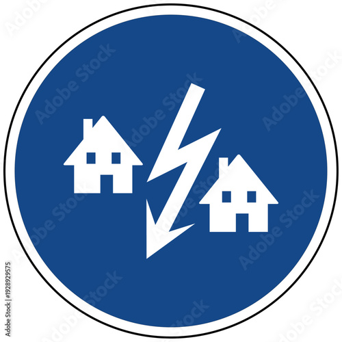 Nachbarschaftskonflikt Streit zwischen Nachbarn Immobilien Symbol blaues Schild Vektor