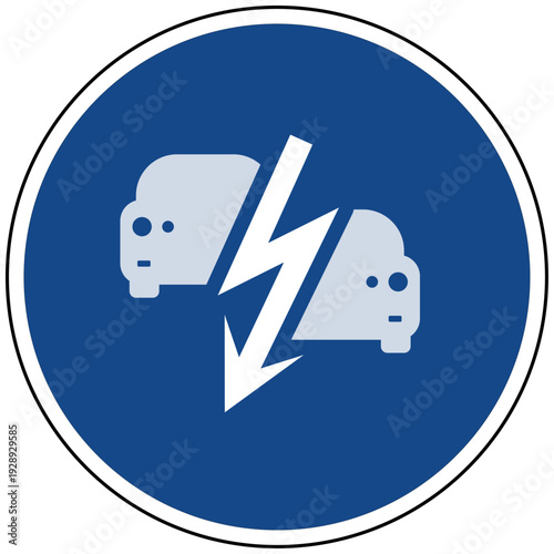 Verkehrsunfall Autounfall Kollision Auto Symbol blaues Schild Vektor Illustration