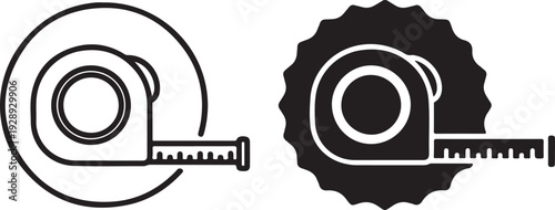 Black and white tape measure measurement ruler tool