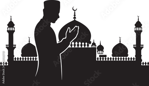 silhouette of a mosque in sunset