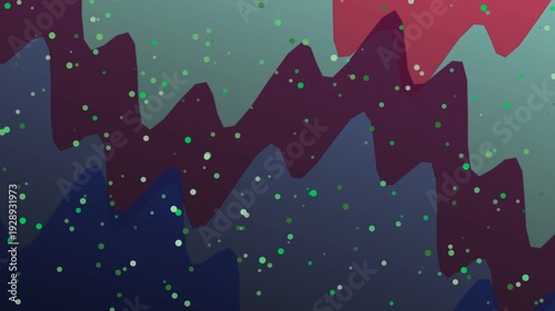 Abstract background with colorful green dots and wavy lines