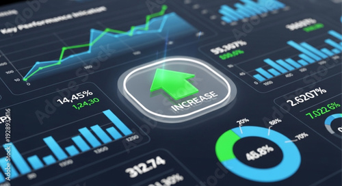 Financial stock market data analysis with increasing trend graph.