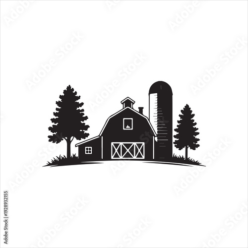  Rustic farmhouse silhouette vector