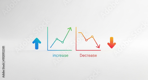 Financial market charts showing upward and downward trends with arrows.