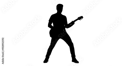 Silhouette of Man Playing Electric Guitar.