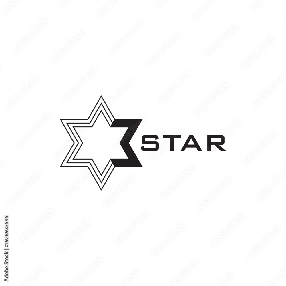 Fototapeta premium Modern Minimalist Logo Design Featuring a Stylized Geometric Star and Number Three