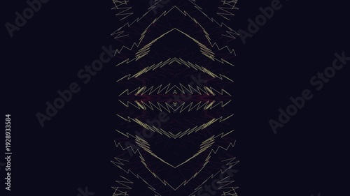 Geometric pattern with pink and gray lines on dark background