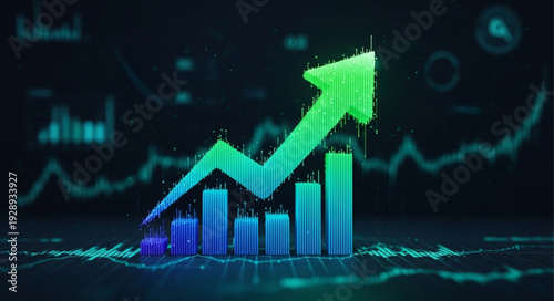 Financial stock market graph showing upward trend and growth.