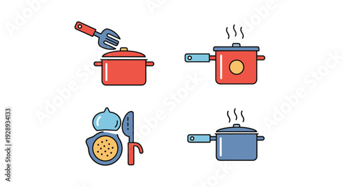 Cooking Steps Line minimal smooth color illustration