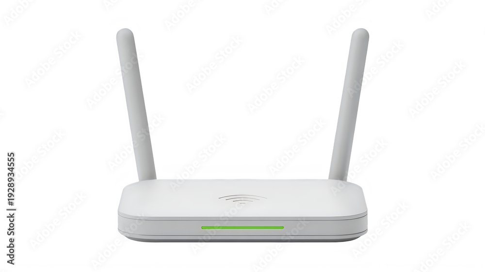 Fototapeta premium A sleek white dual-band wireless router with two external antennas