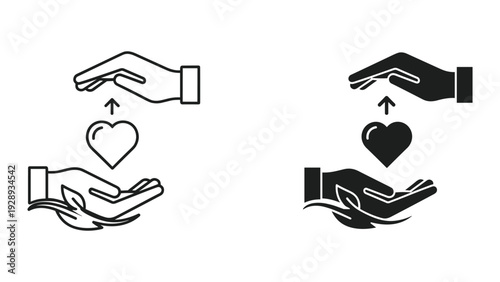 Hands cradling hearts in a symbol of love and care