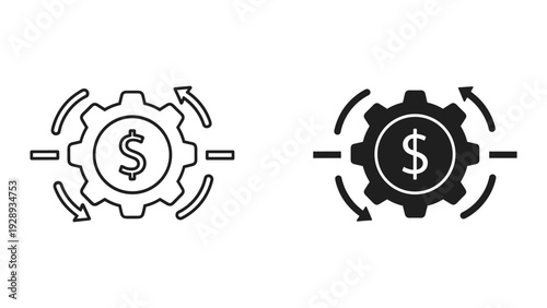 Financial growth and investment concept with gear icons and dollar sign