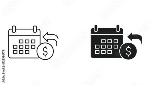 Financial planning and calendar icons for business and investment strategies