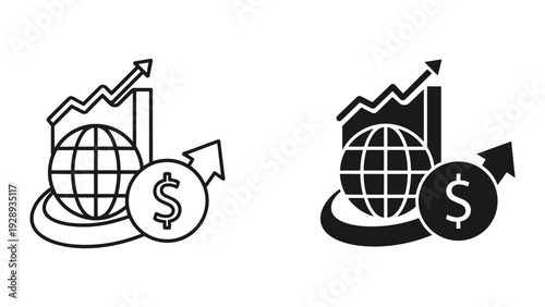 Global business growth with financial success and upward trends