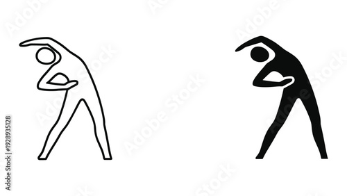 Stylized human figures in dynamic yoga poses for wellness and flexibility