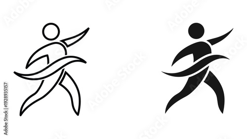 Dynamic human figures in motion with flowing lines