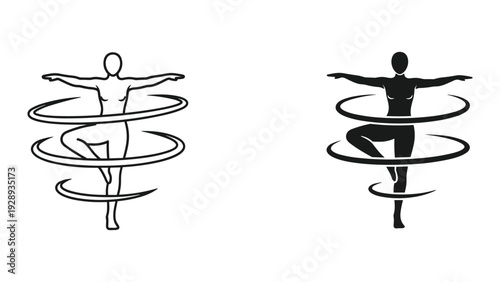 Dynamic yoga silhouette in graceful pose with flowing lines